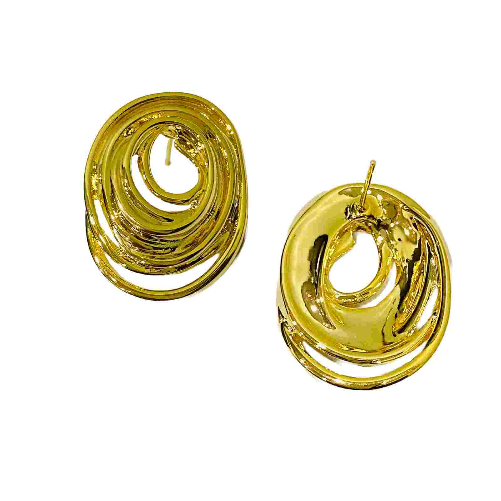 Buy Via Mazzini Puckered Gold Metal Front Back Earrings For Girls (Pack Of  1 pair) Online at Best Prices in India - JioMart.